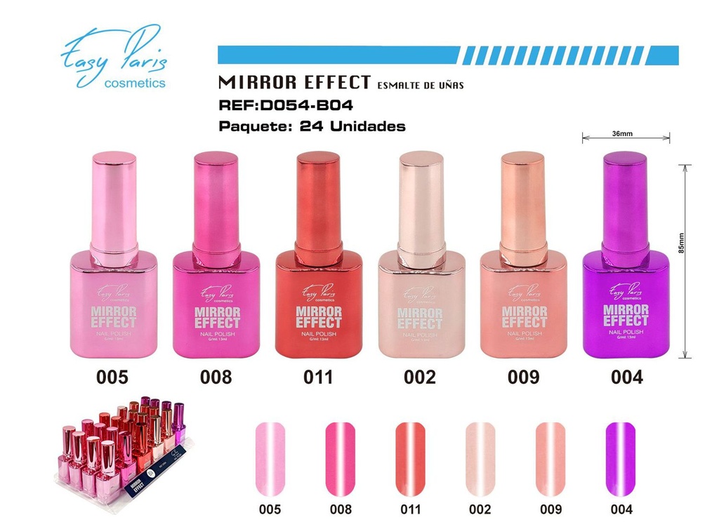 Laca de uñas efecto espejo 24/U - Esmalte de uñas brillante