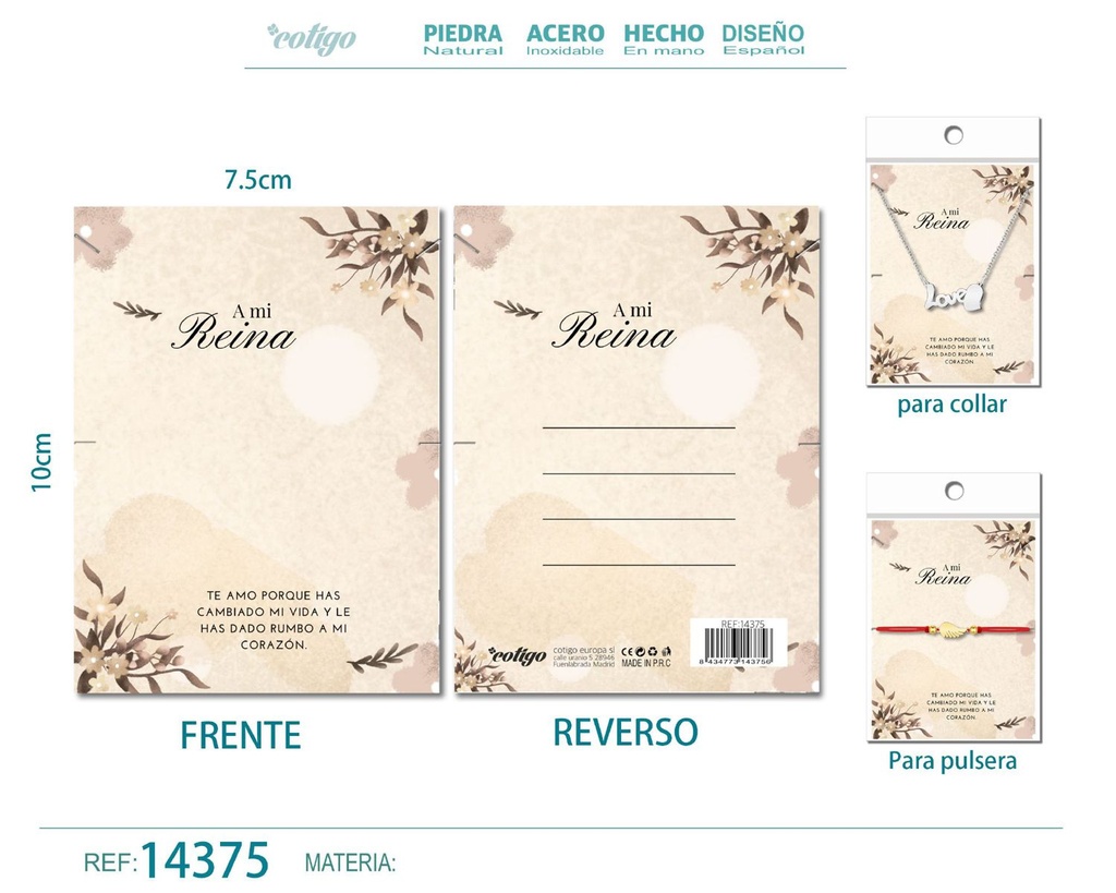 Tarjeta de felicitación para Amor - Tarjeta para joyas de regalo