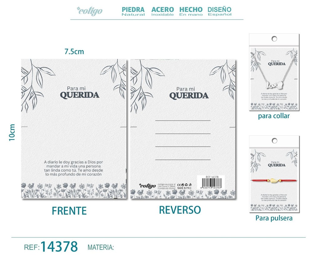 Tarjeta de felicitación para Amor - Tarjeta para joyas de regalo