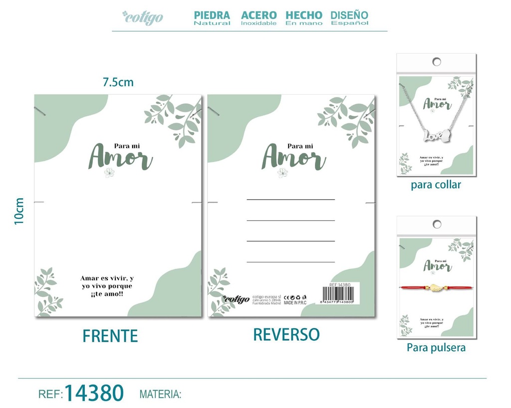 Tarjeta de felicitación para Amor - Tarjeta para joyas de regalo