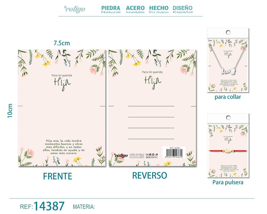 Tarjeta de felicitación para Hija - Tarjeta para joyas de regalo