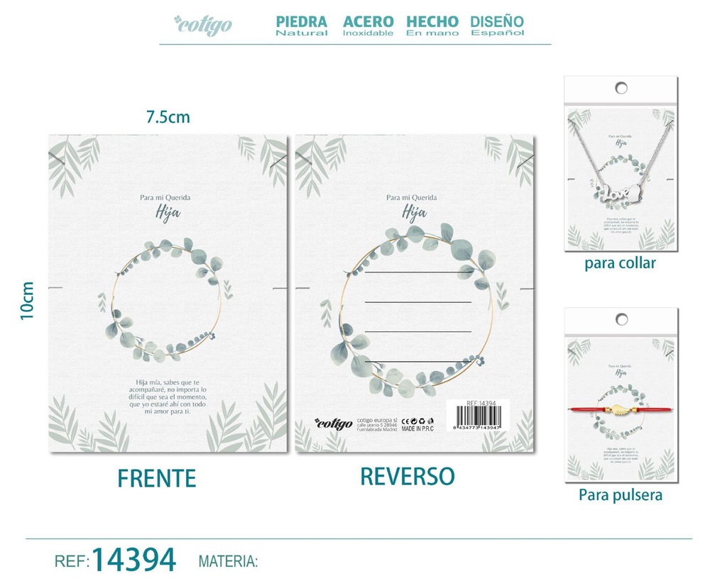 Tarjeta de felicitación para Hija - Tarjeta para joyas de regalo