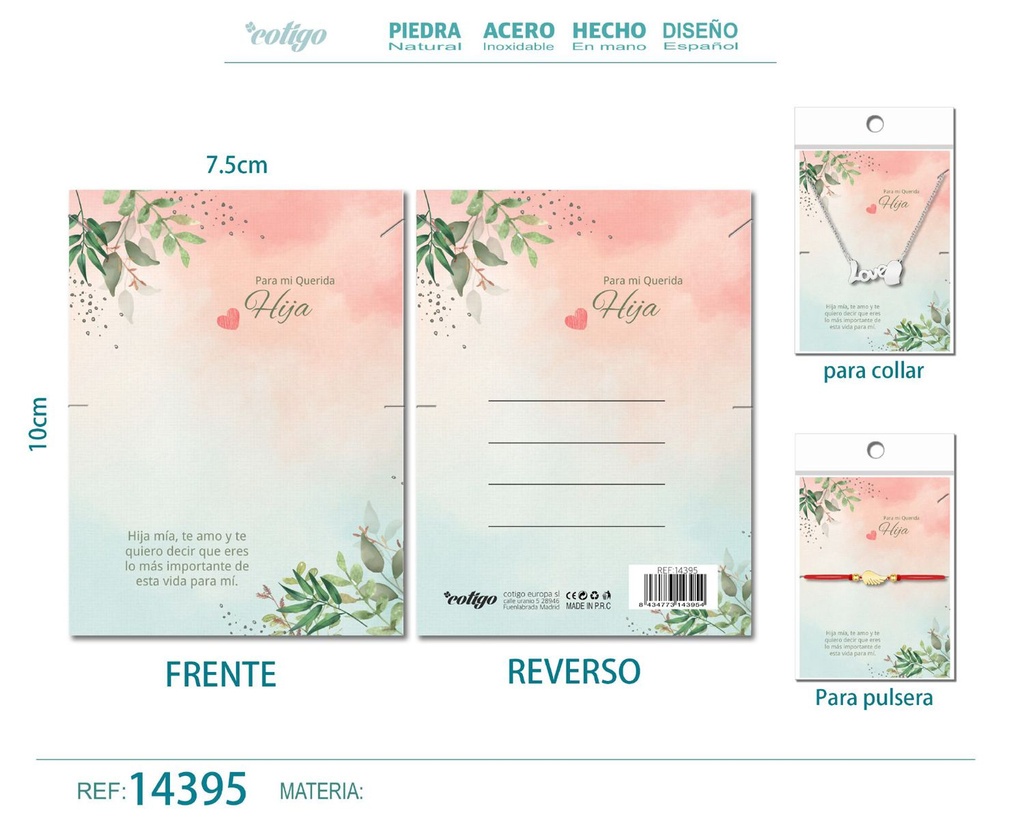 Tarjeta de felicitación para Hija - Tarjeta para joyas de regalo