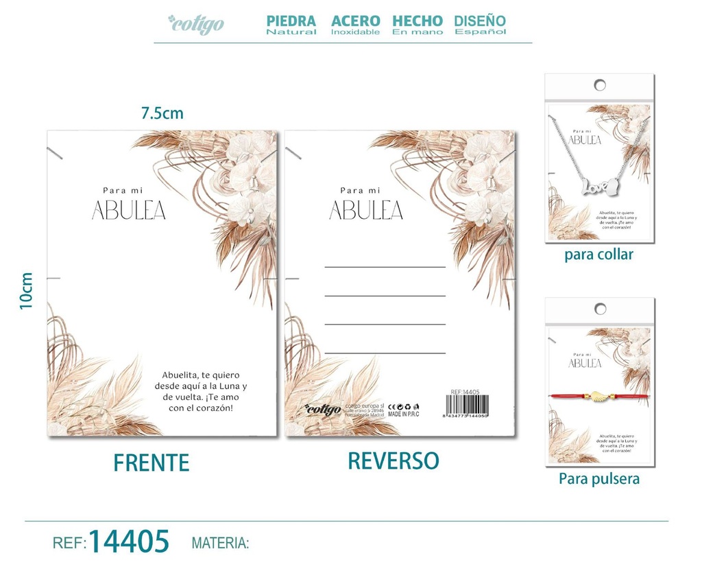 Tarjeta de felicitación para Abuela - Tarjeta para joyas de regalo