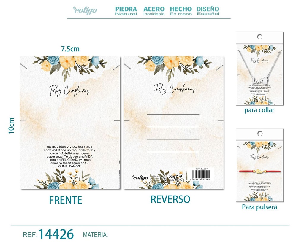 Tarjeta de felicitación para Cumpleaños - Tarjeta para joyas de regalo