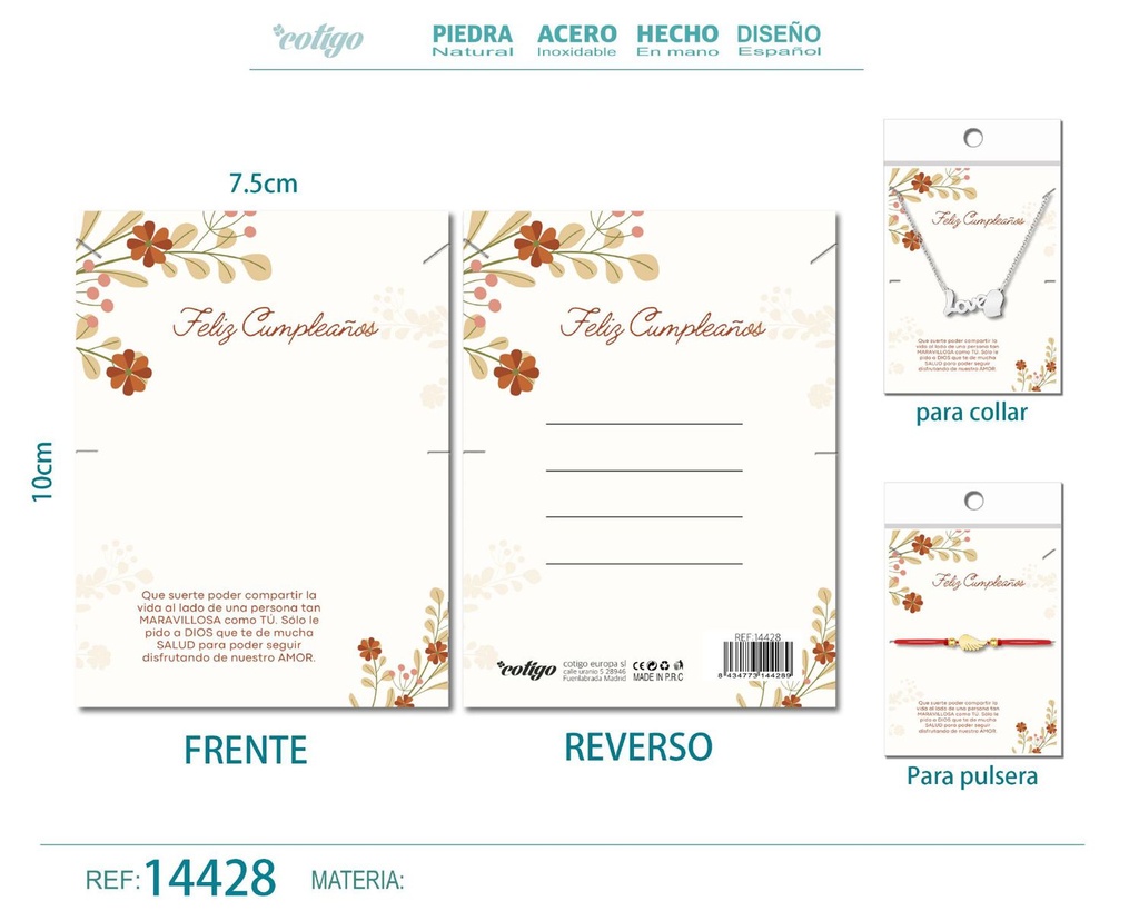 Tarjeta de felicitación para Cumpleaños - Tarjeta para joyas de regalo