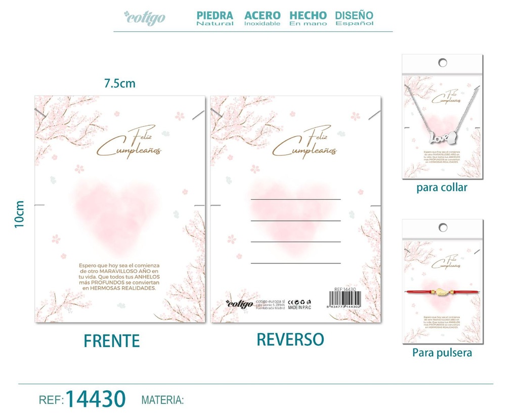 Tarjeta de felicitación para Cumpleaños - Tarjeta para joyas de regalo