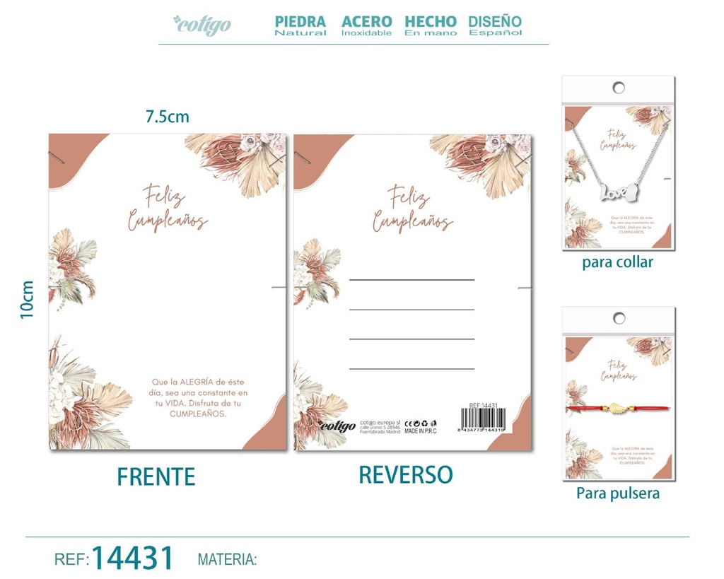 Tarjeta de felicitación para Cumpleaños - Tarjeta para joyas de regalo