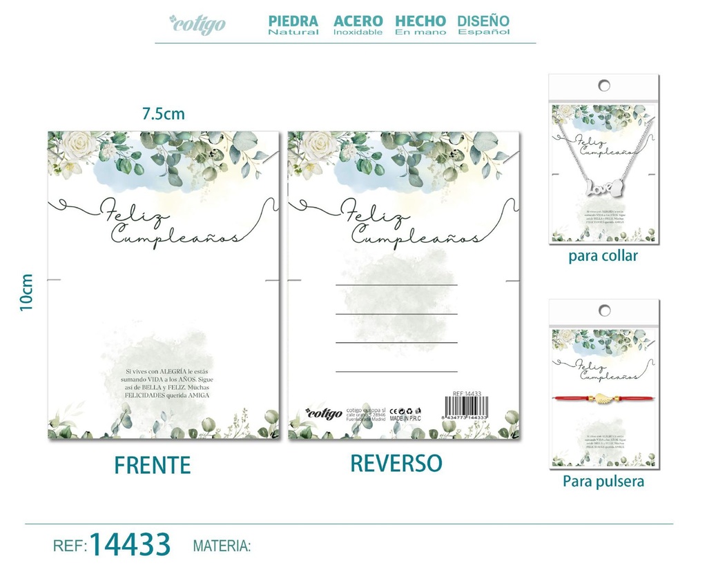 Tarjeta de felicitación para Cumpleaños - Tarjeta para joyas de regalo
