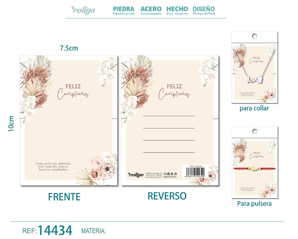 Tarjeta de felicitación para Cumpleaños - Tarjeta para joyas de regalo