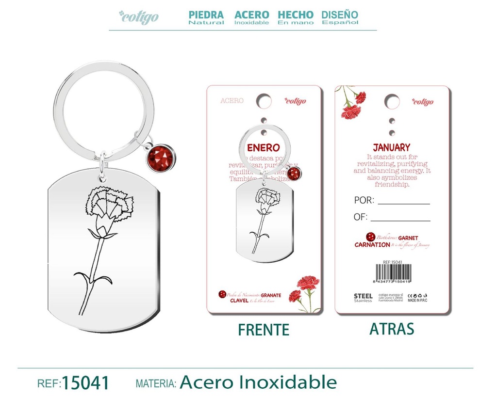 Llavero de Acero para Nacimiento de Enero - Joyería personalizada para regalos