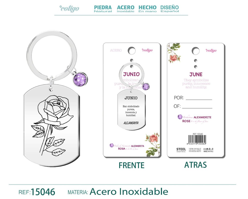 Llavero de Acero para Nacimiento de Junio - Joyería personalizada para regalos