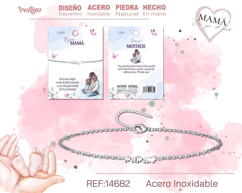 Pulsera para mamá color plateado - Joyas para regalos especiales
