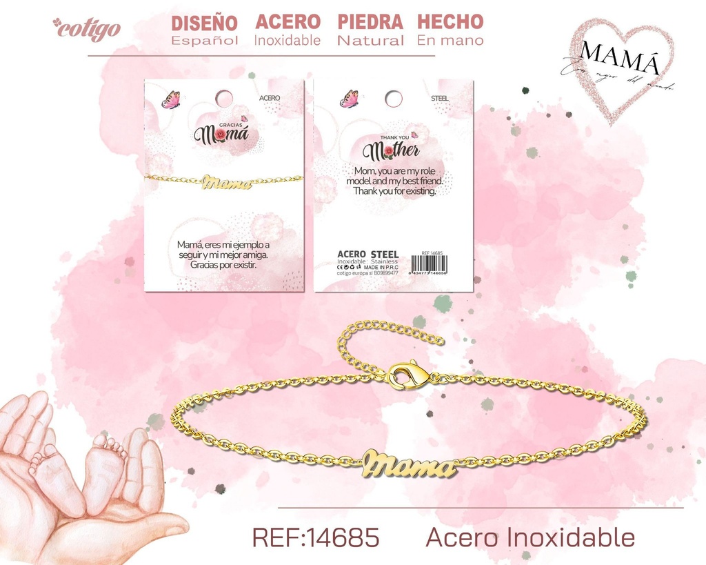 Pulsera para mamá color dorado - Joyas para regalos especiales