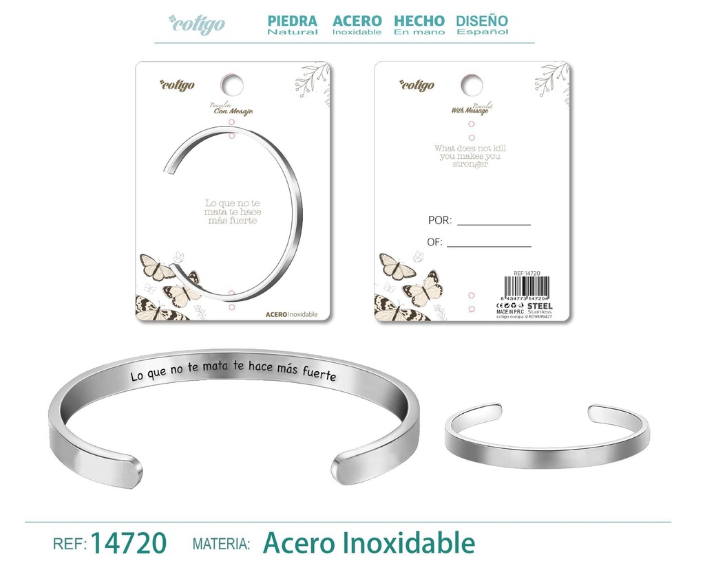 Brazalete de Acero con Mensaje Personalizado - Accesorios de joyería significativa