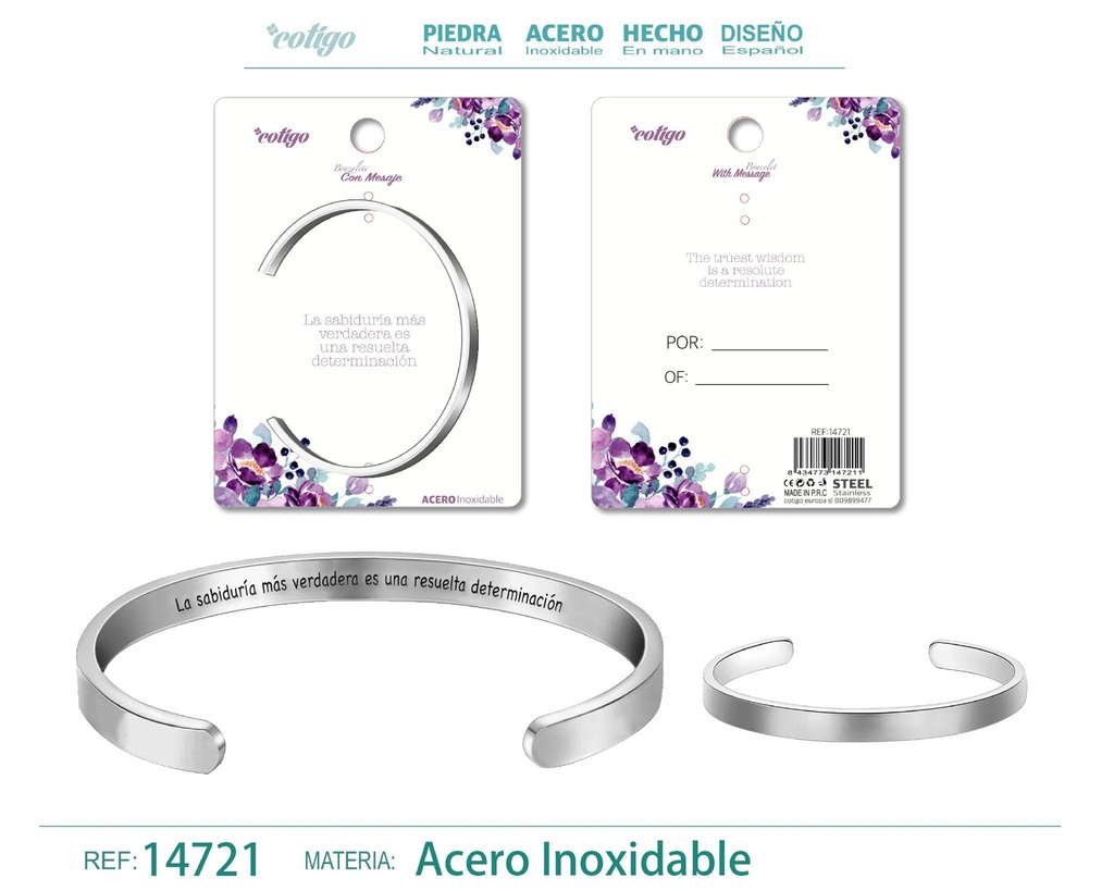 Brazalete de Acero con Mensaje Personalizado - Accesorios de joyería significativa