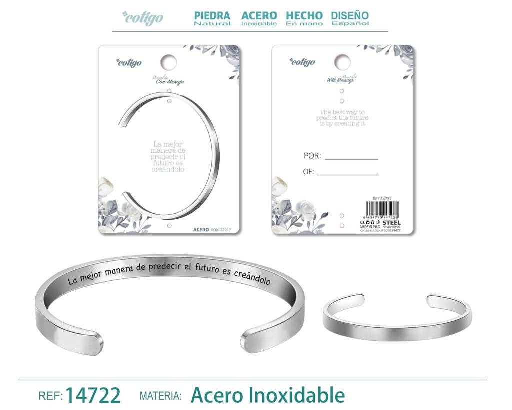 Brazalete de Acero con Mensaje Personalizado - Accesorios de joyería significativa
