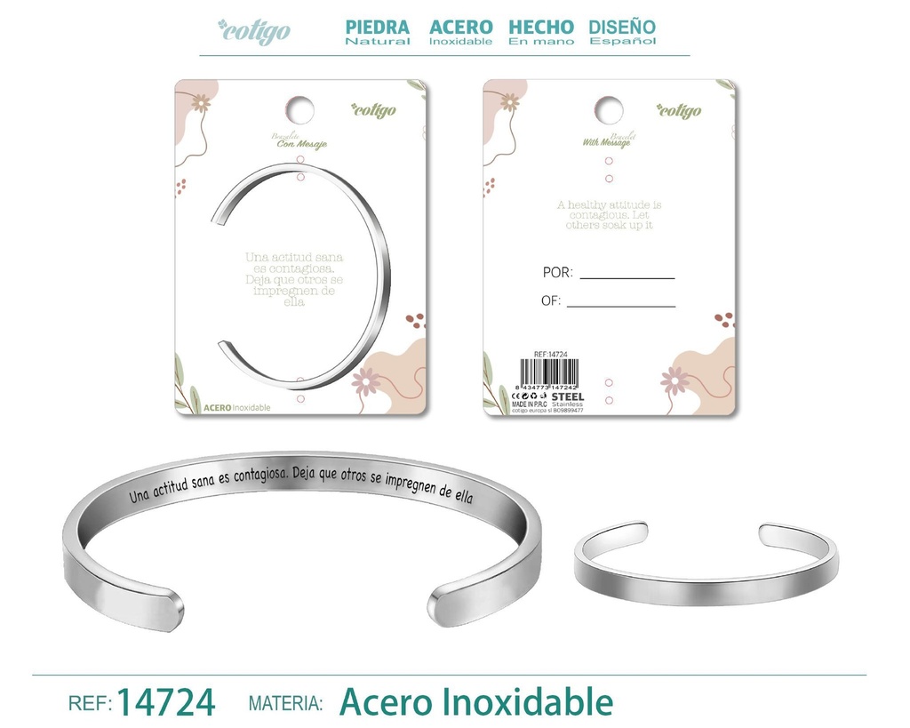 Brazalete de Acero con Mensaje Personalizado - Accesorios de joyería significativa