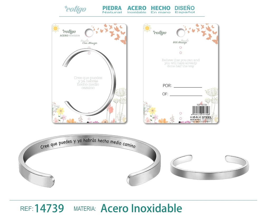 Brazalete de Acero con Mensaje Personalizado - Accesorios de joyería significativa