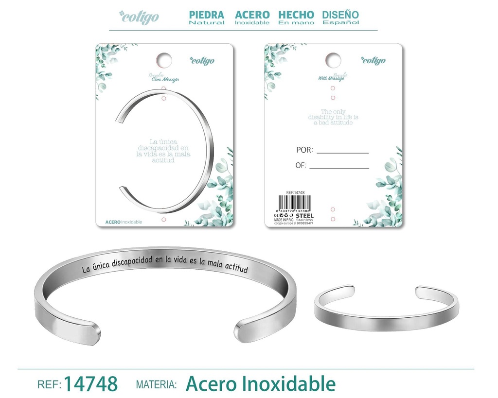 Brazalete de Acero con Mensaje Personalizado - Accesorios de joyería significativa