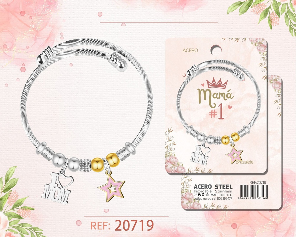 Brazalete de acero para mamá - Regalos y joyería