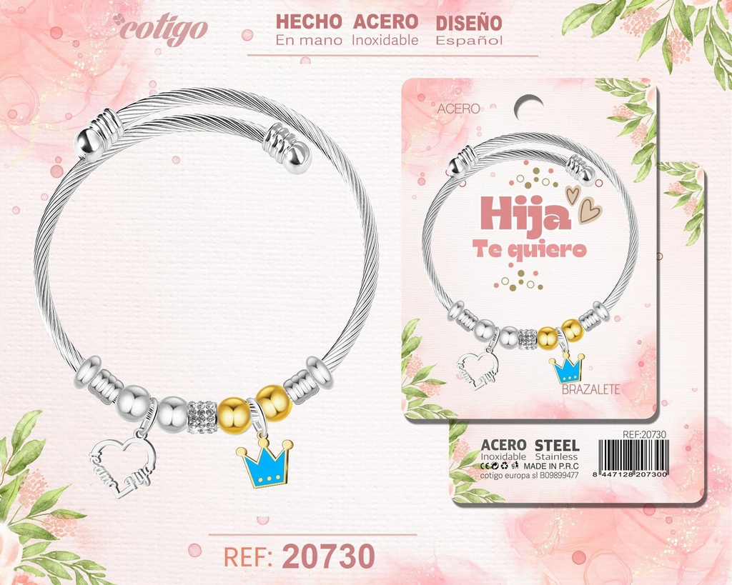 Brazalete de acero para hija - Joyería personalizada y regalos para hijas