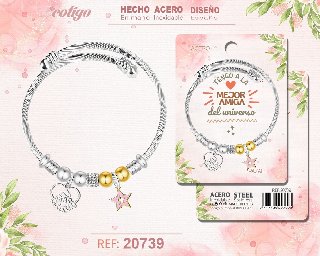 Brazalete de acero para amiga - Joyería personalizada y regalos para amigas