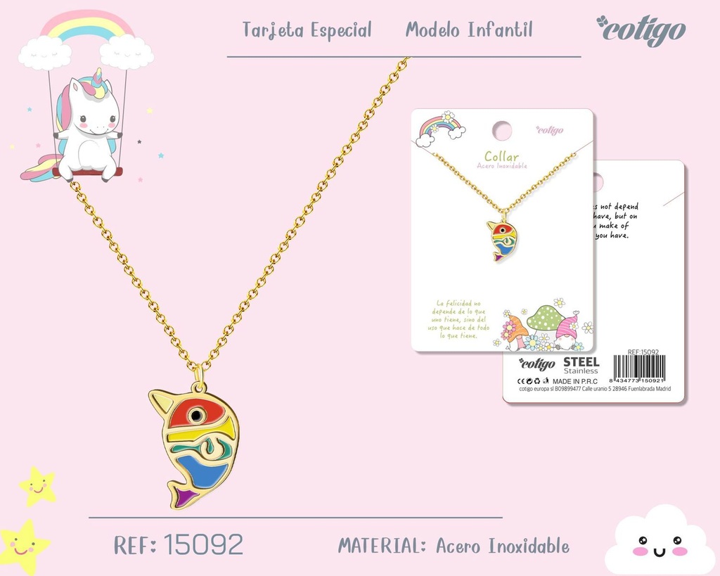Collar para niña de acero color plateado - Joyería infantil