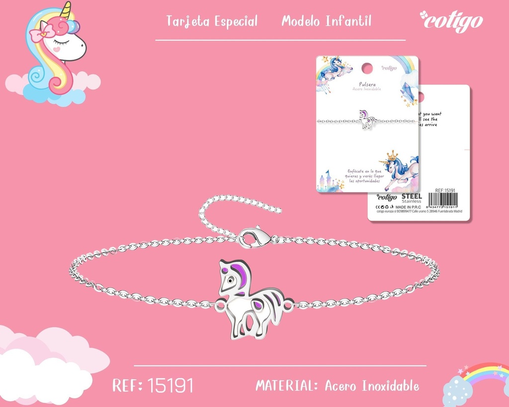 Pulsera para niña de acero color plateado - Joyería y accesorios infantiles
