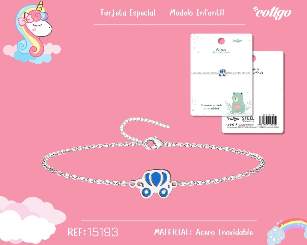 Pulsera para niña de acero color plateado - Joyería infantil