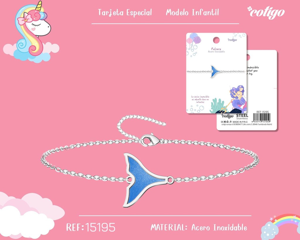 Pulsera para niña de acero color plateado - Joyería infantil