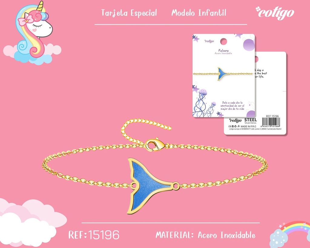 Pulsera para niña de acero color dorado - Joyería infantil