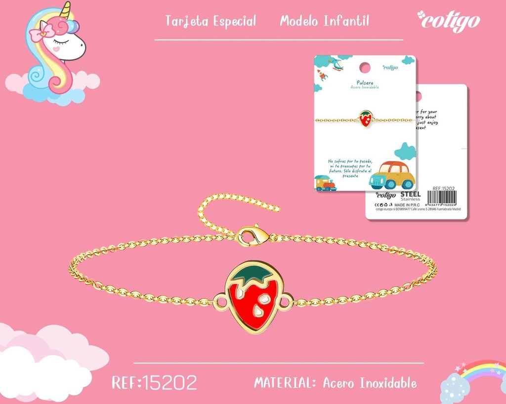 Pulsera para niña de acero color dorado - Joyería y accesorios infantiles