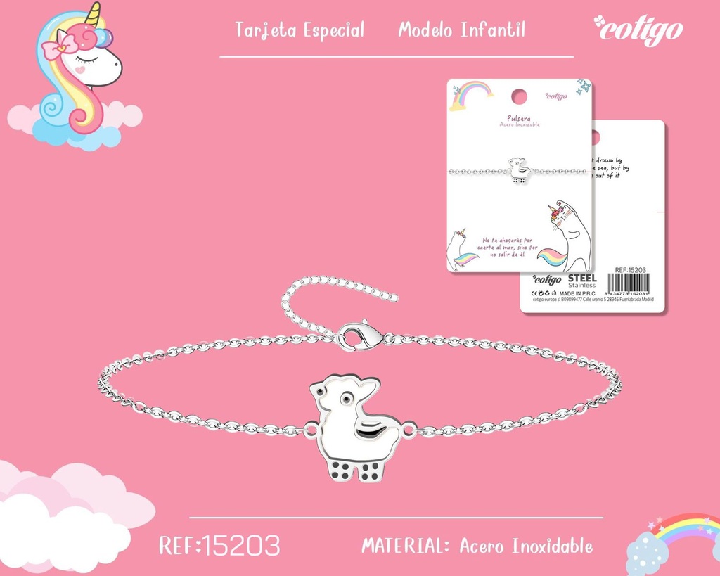 Pulsera para niña de acero color plateado - Joyería infantil