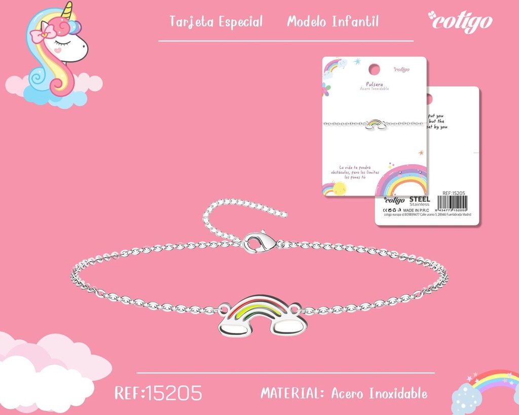 Pulsera para niña de acero color plateado - Joyería infantil