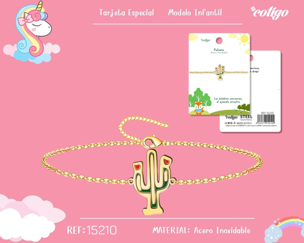 Pulsera para niña de acero color dorado - Joyería infantil