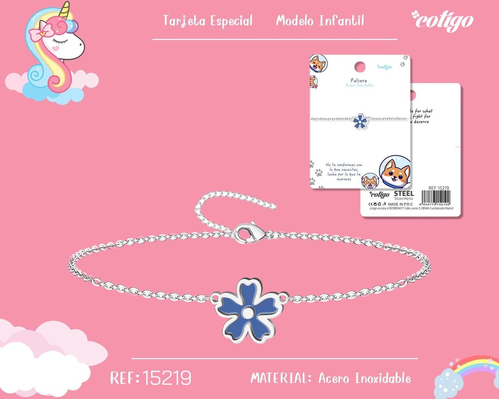 Pulsera para niña de acero color plateado - Joyería infantil