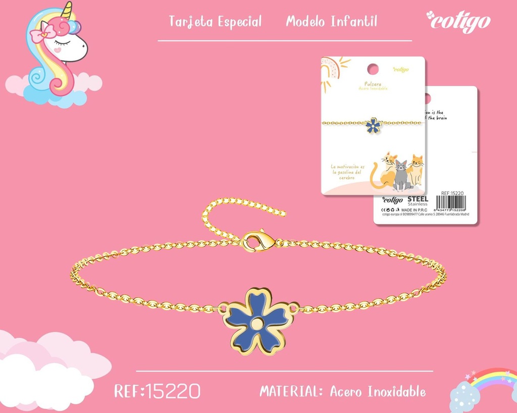 Pulsera para niña de acero color dorado - Joyería infantil
