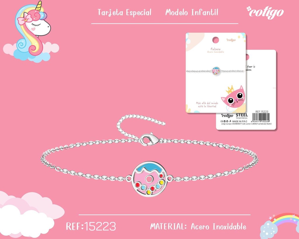 Pulsera para niña de acero color plateado - Joyería infantil