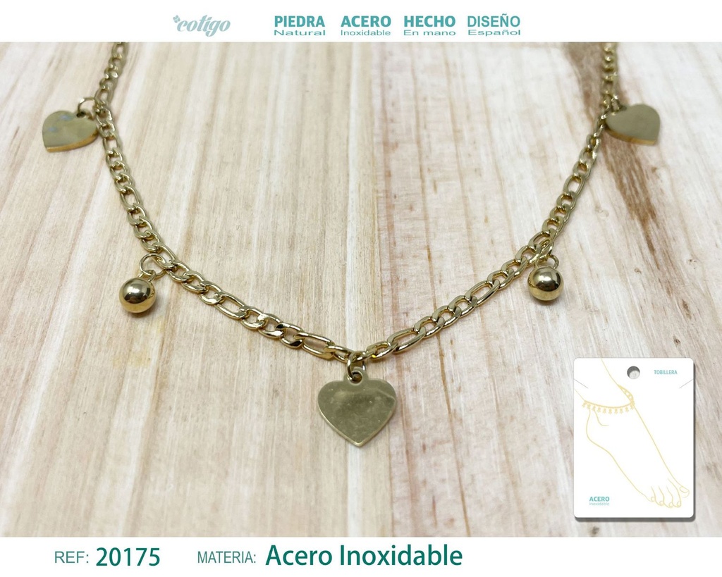 Tobillera de acero color dorado - Accesorios de moda