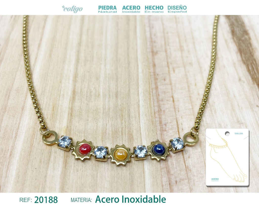 Tobillera de acero color dorado - Joyería de tobillo