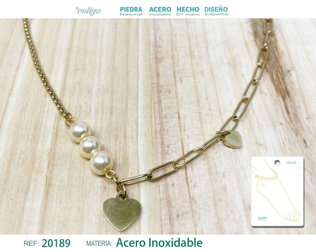Tobillera de acero color dorado - Accesorios de moda