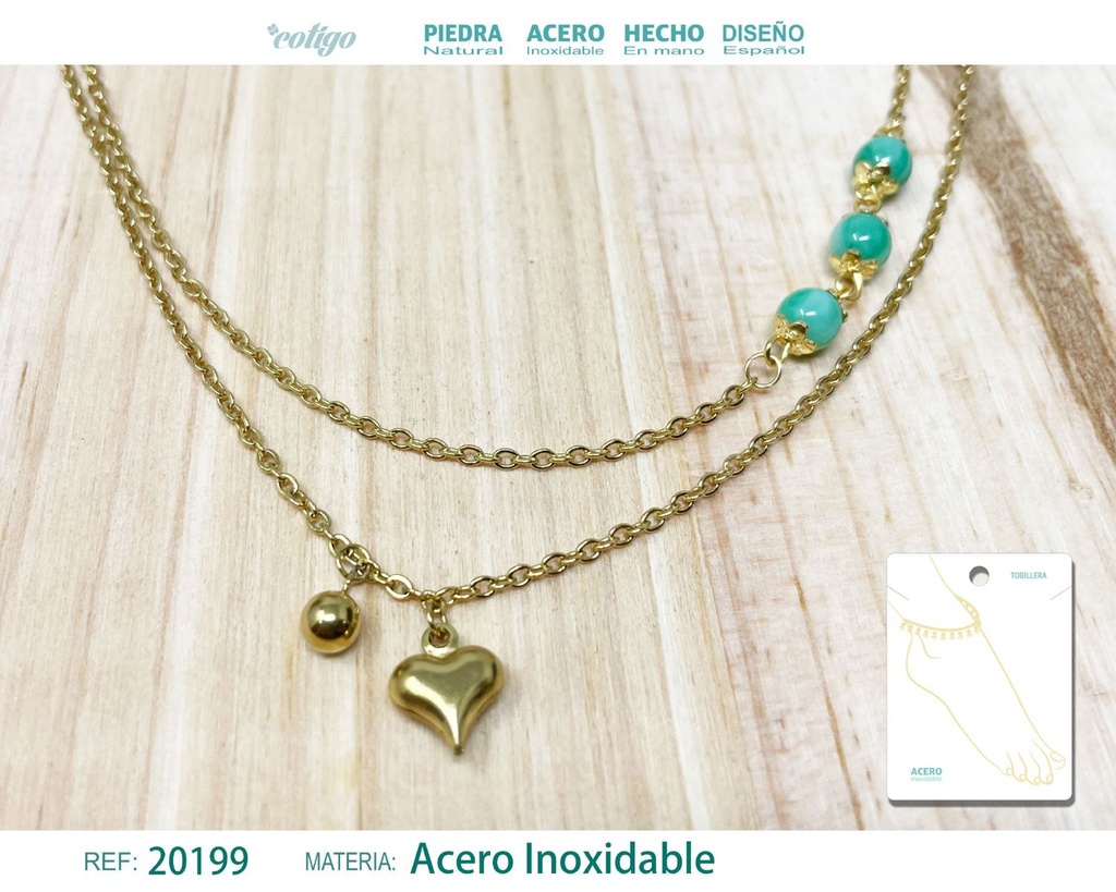 Tobillera de acero color dorado - Joyería de tobillo