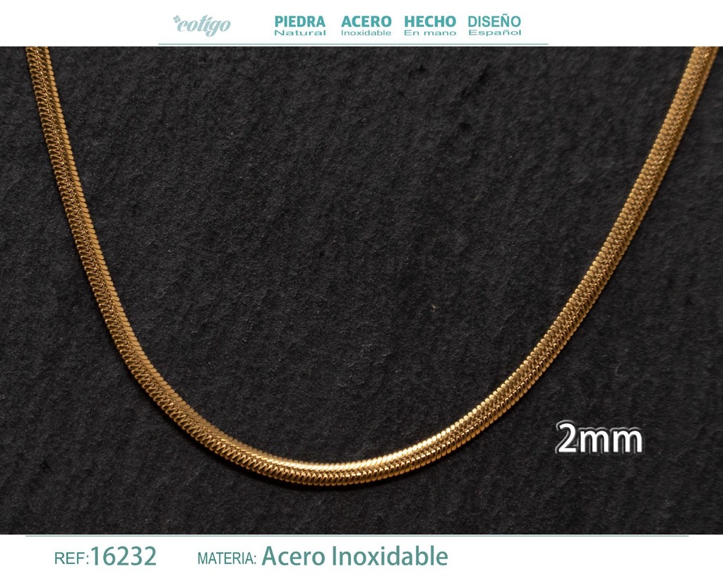 Collar de cadena de acero dorado - Joyería de cadena