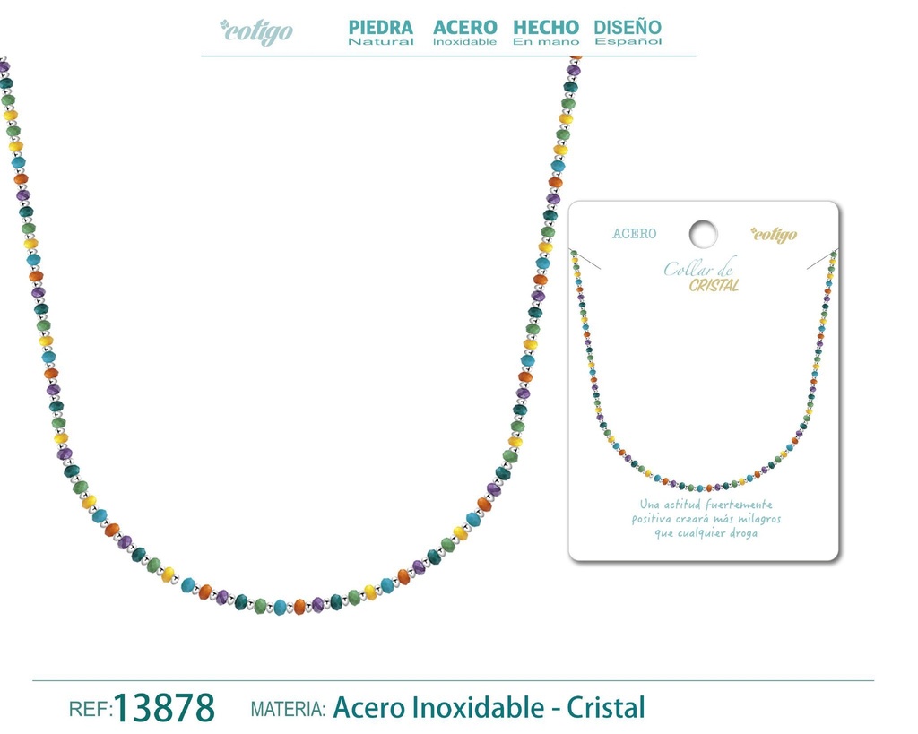 Collar de Cristal Multicolor con cierre de Acero - Accesorios de joyería elegantes