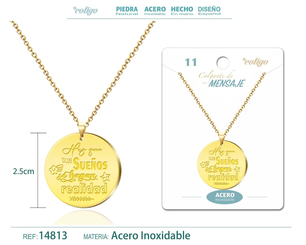 Colgante de acero inoxidable con mensaje personalizado - Accesorios de joyería
