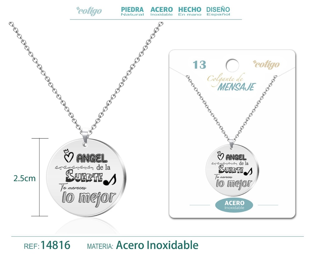 Colgante de acero inoxidable con mensaje personalizado - Accesorios de joyería