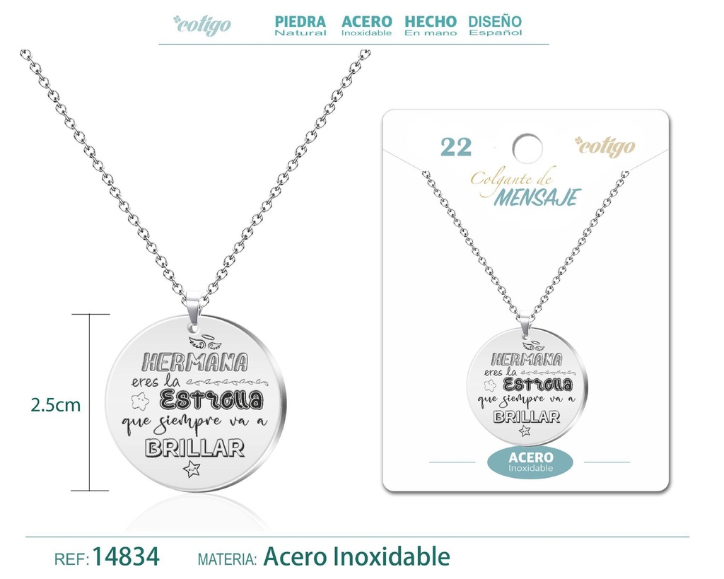 Colgante de acero inoxidable con mensaje personalizado - Accesorios de joyería