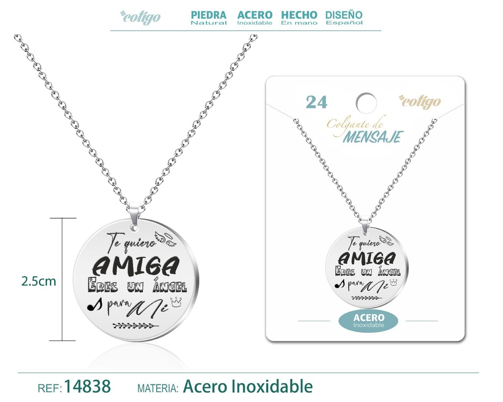 Colgante de acero inoxidable con mensaje personalizado - Accesorios de joyería