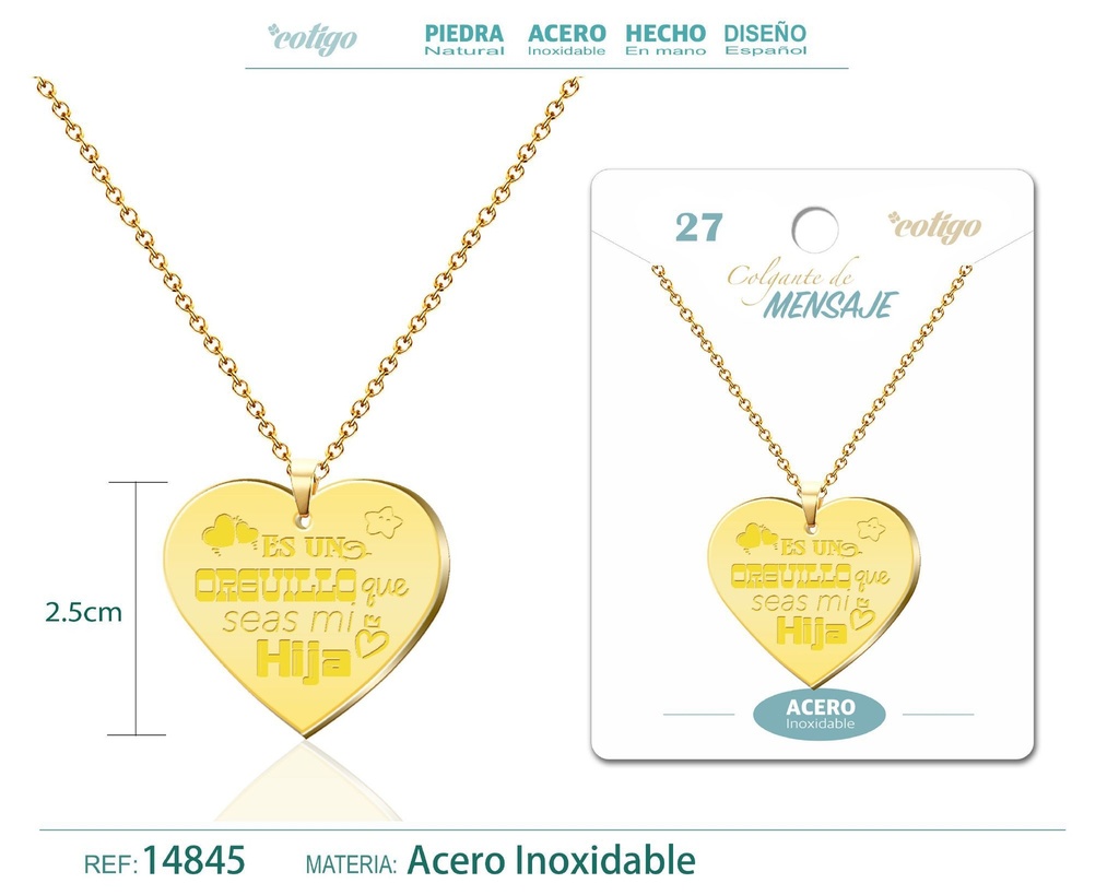 Colgante de acero inoxidable con mensaje personalizado - Accesorios de joyería